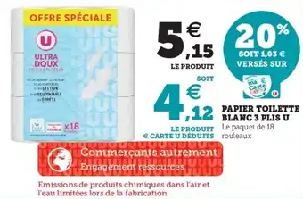 Super U Papier toilette blanc 3 plis u offre