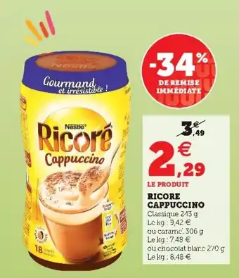 Super U Ricore cappuccino offre