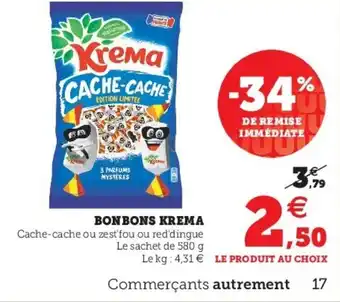 Super U Bonbons krema offre
