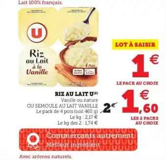 Super U Riz au lait u offre