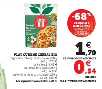 Super U Plat cuisine cereal bio offre