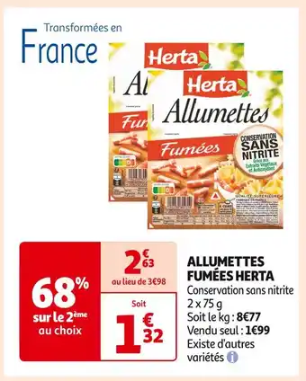 Auchan Supermarché HERTA ALLUMETTES FUMÉES offre