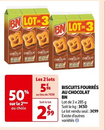 Auchan Supermarché BN BISCUITS FOURRÉS AU CHOCOLAT offre
