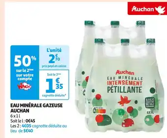 Auchan Supermarché AUCHAN EAU MINÉRALE GAZEUSE offre