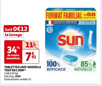 Auchan Supermarché SUN TABLETTES LAVE-VAISSELLE TOUT EN 1 (1) offre