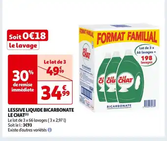 Auchan Supermarché LE CHAT LESSIVE LIQUIDE BICARBONATE (1) offre