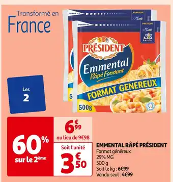 Auchan Supermarché PRÉSIDENT EMMENTAL RÂPÉ offre