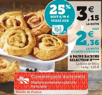 Super U 6 Pains raisins selection u offre