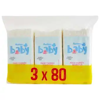 Auchan Maxi Carrés Sensitive 100% Coton Auchan Baby offre