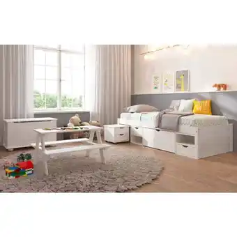 Auchan Lit 1 Place En Pin Massif Avec Rangements Et Sommier 90X200 Cm Sleep offre