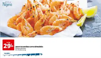 Auchan CREVETTES ENTIÈRES CUITES RÉFRIGÉRÉES offre