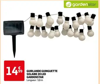 Auchan Supermarché GARDENSTAR GUIRLANDE GUINGUETTE SOLAIRE 20 LED offre