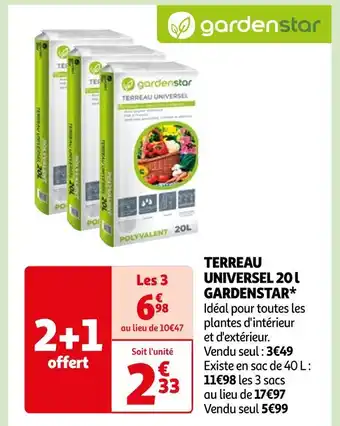 Auchan Supermarché GARDENSTAR TERREAU UNIVERSEL 20 l offre
