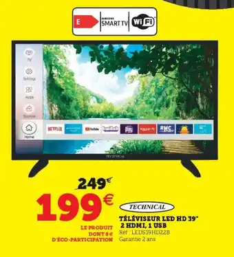 Super U Téléviseur LED HD 39" 2 HDML offre