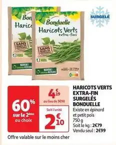 Auchan Supermarché Bonduelle - haricots verts extra-fin surgelés offre