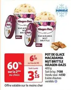 Auchan Supermarché Haagen dazs - pot de glace macadamia nut brittle offre