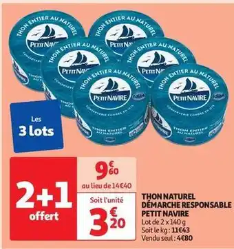 Auchan Supermarché Petit navire - thon naturel démarche responsable offre