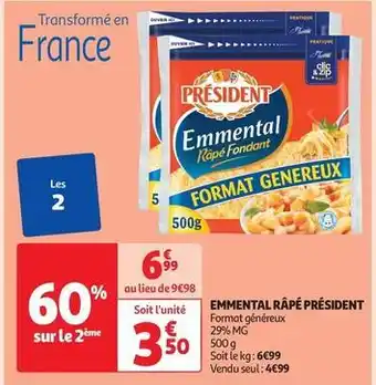 Auchan Supermarché Président - emmental râpé offre