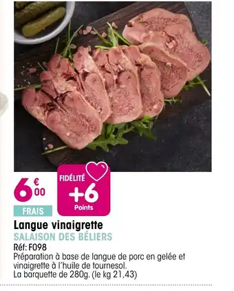 Croque Gel Langue vinaigrette offre
