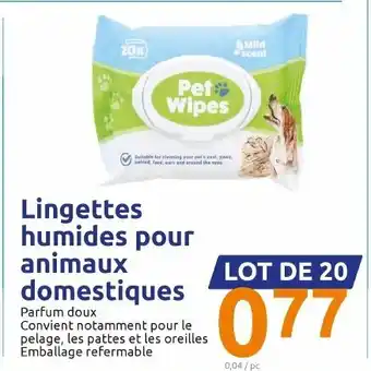 Action Lingettes humides pour animaux domestiques offre