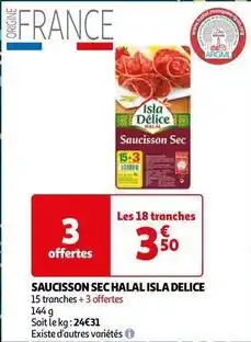 Auchan Isla délice - saucisson sec halal offre