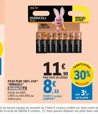 E.Leclerc PILES PLUS 100% X16 offre