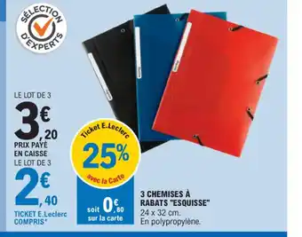 E.Leclerc 3 CHEMISES À RABATS "ESQUISSE" offre