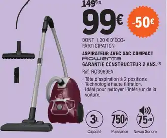 E.Leclerc ASPIRATEUR AVEC SAC COMPACT offre