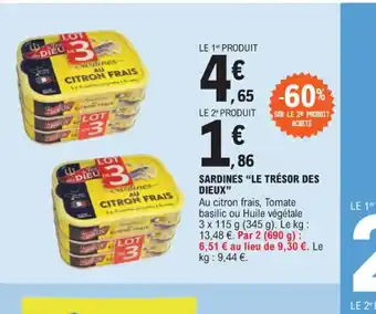 E.Leclerc SARDINES LE TRÉSOR DES DIEUX offre