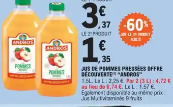 E.Leclerc JUS DE POMMES PRESSÉES OFFRE DÉCOUVERTE ANDROS" offre