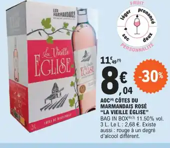 E.Leclerc AOC(4) CÔTES DU MARMANDAIS ROSÉ "LA VIEILLE ÉGLISE" offre