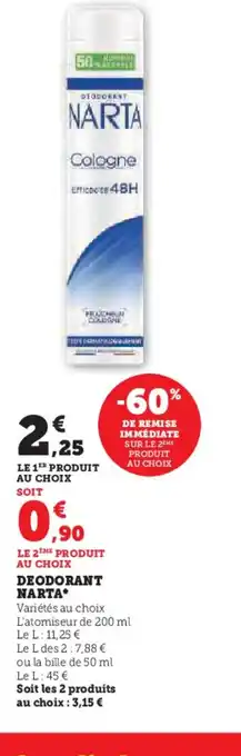 Super U DEODORANT NARTA offre