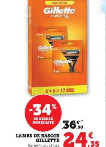 Super U LAMES DE RASOIR GILLETTE offre