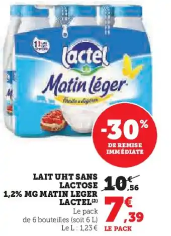 Super U LAIT UHT SANS LACTOSE 1,2% MG MATIN LEGER LACTEL (2) Le pack offre