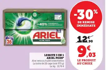 Super U LESSIVE 3 EN 1 ARIEL PODS* offre