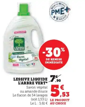 Super U LESSIVE LIQUIDE L'ARBRE VERT* offre