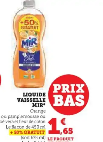 Super U LIQUIDE VAISSELLE MIR offre