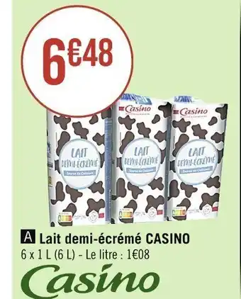 Casino Supermarchés Lait demi-écrémé CASINO offre