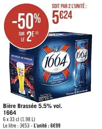 Casino Supermarchés Bière Brassée 5.5% vol. 1664 offre
