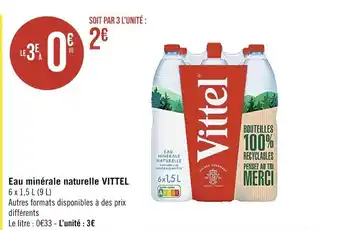 Casino Supermarchés Eau minérale naturelle VITTEL offre