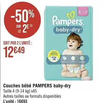 Casino Supermarchés Couches bébé PAMPERS baby-dry offre