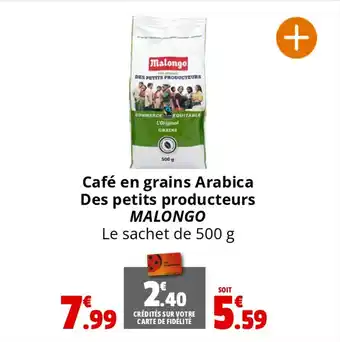 Coccinelle Supermarché Café en grains Arabica Des petits producteurs MALONGO offre