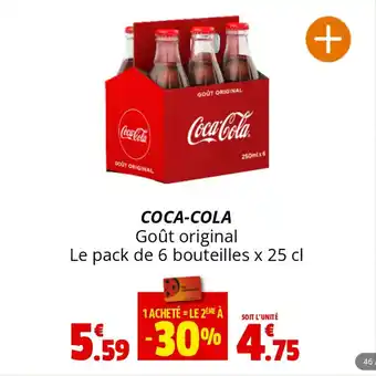 Coccinelle Supermarché COCA-COLA Goût original Le pack de 6 bouteilles x 25 cl offre
