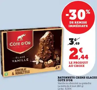 U Express BATONNETS CREME GLACEE CÔTE D'OR offre
