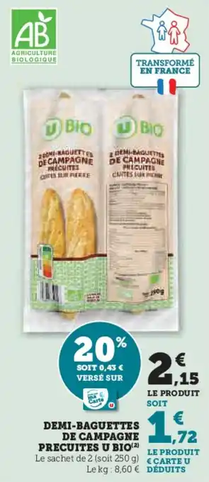 DEMI-BAGUETT DE CAMPAGNE PRECUITES U BIO(2)