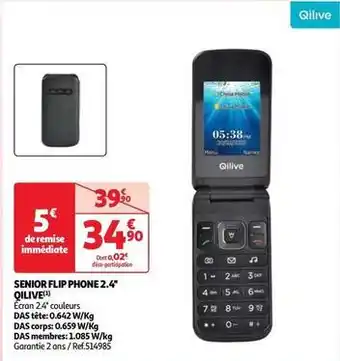 Auchan Qilive - senior flip phone 2.4 offre