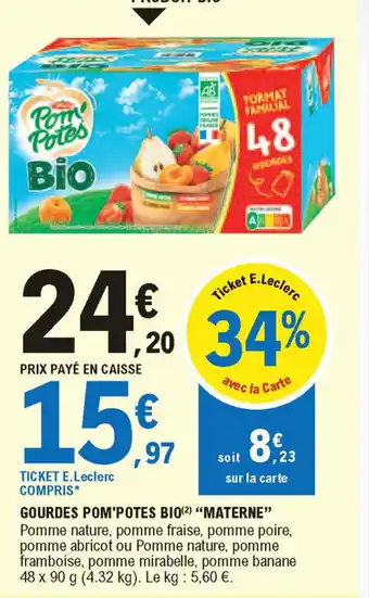 E.Leclerc Gourdes Pom'Potes Bio offre