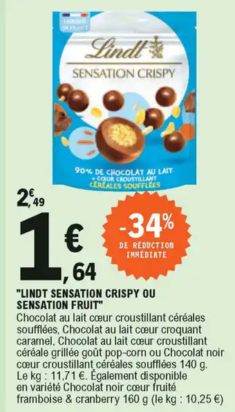 E.Leclerc "Lindt Sensation Crispy ou Sensation Fruit" offre