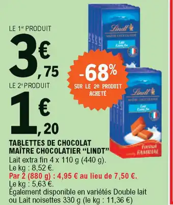 E.Leclerc Tablettes de chocolat Maître chocolatier offre