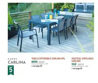 Botanic Table Extensible Carlina Hpl, Fauteuil Empilable Carlina offre